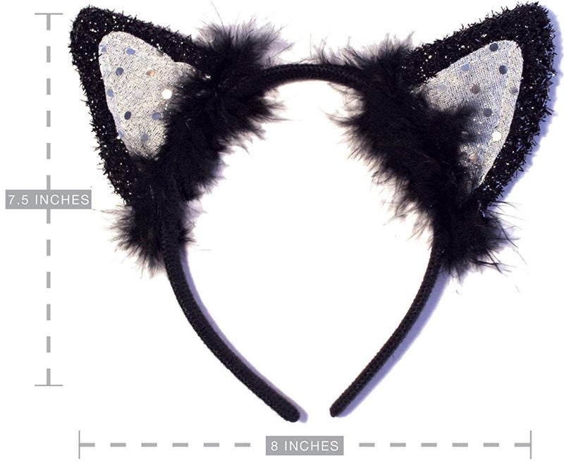 OLYPHAN Black Cat Costume Set for Adult - Halloween, Cosplay Accessory Kit (Black & Silver) - Image 3